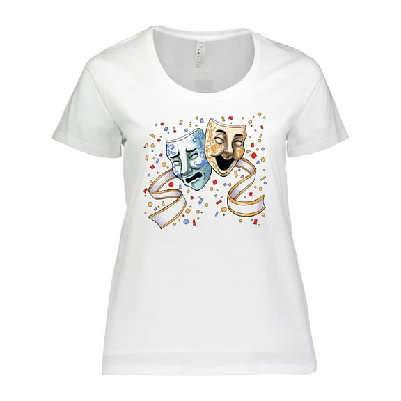 Inktastic Tragedy and Comedy Stage Masks Women's Plus Size T-Shirt