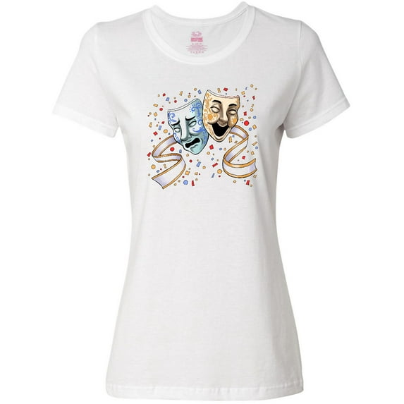 Inktastic Tragedy and Comedy Stage Masks Women's T-Shirt