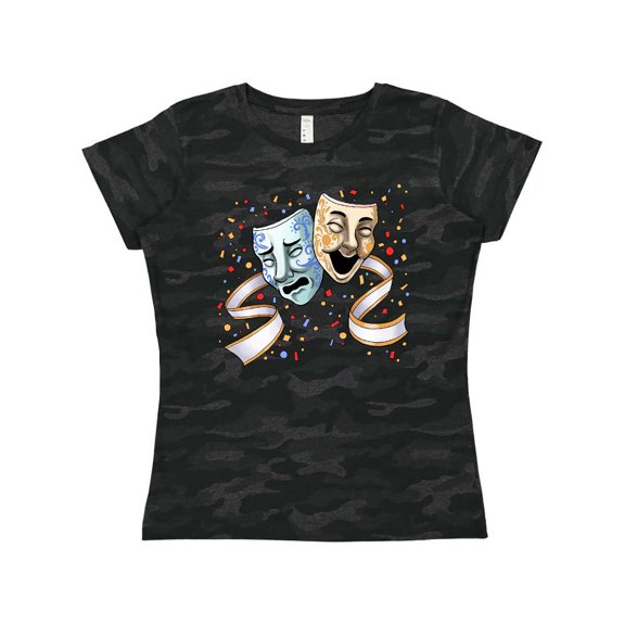 Inktastic Tragedy and Comedy Stage Masks Women's T-Shirt