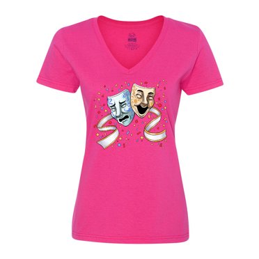 Inktastic Tragedy and Comedy Stage Masks Women's V-Neck T-Shirt
