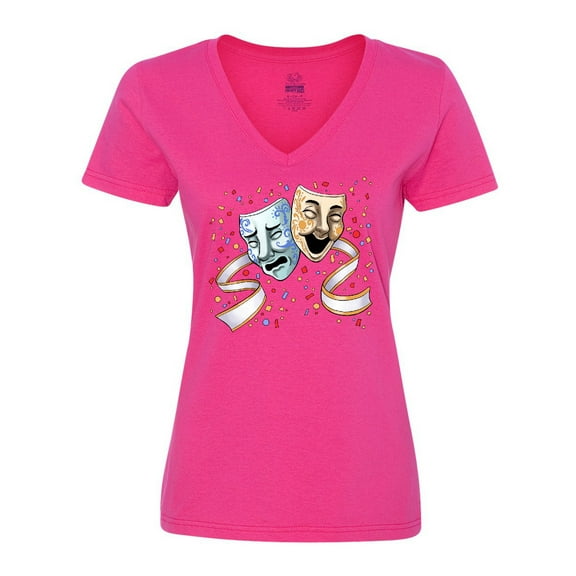 Inktastic Tragedy and Comedy Stage Masks Women's V-Neck T-Shirt