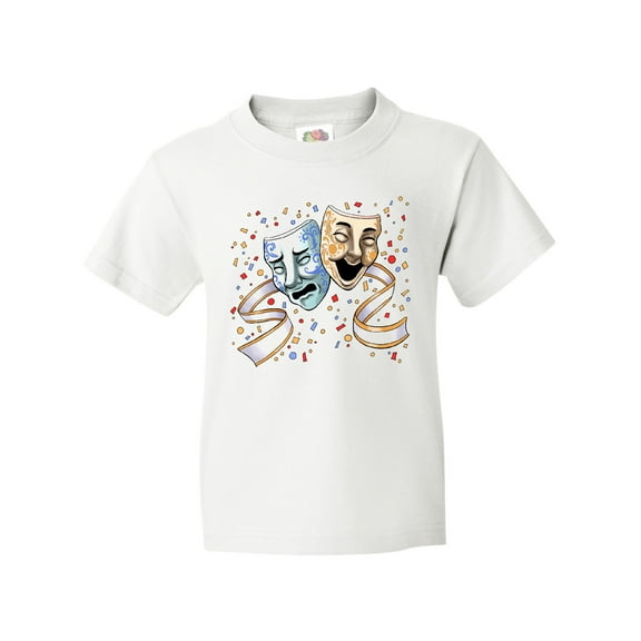 Inktastic Tragedy and Comedy Stage Masks Youth T-Shirt