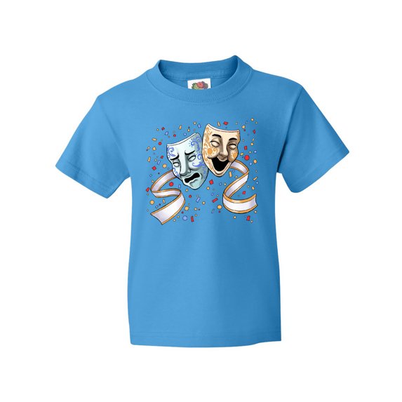 Inktastic Tragedy and Comedy Stage Masks Youth T-Shirt