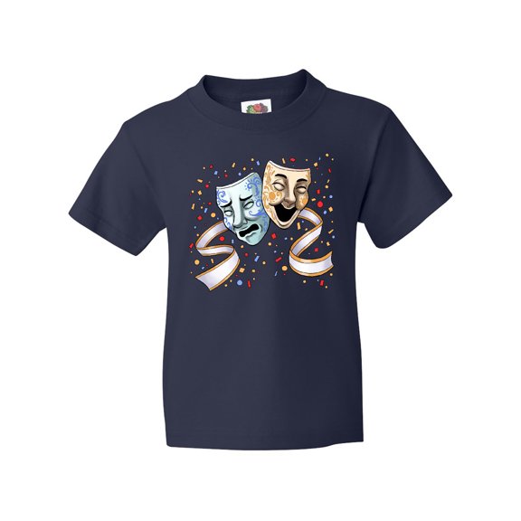 Inktastic Tragedy and Comedy Stage Masks Youth T-Shirt