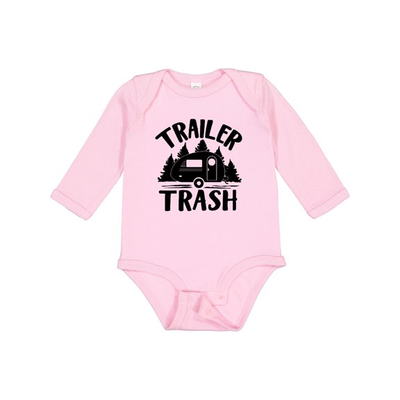 Inktastic Trailer Trash- Camping Humor Boys or Girls Long Sleeve Baby Bodysuit