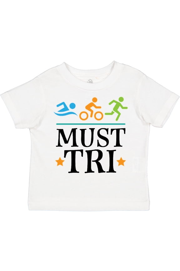 Triathlon Sports Gift Must Tri Boys or Girls Toddler T-Shirt