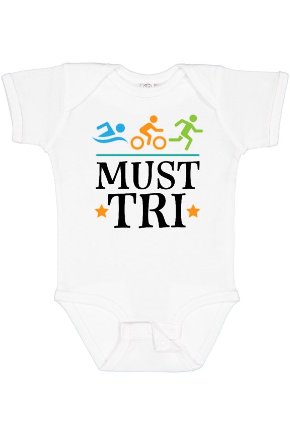 Triathlon Sports Quote Must Tri Boys or Girls Baby Bodysuit