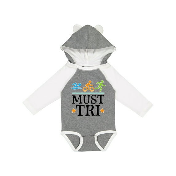 Inktastic Triathlon Sports Quote Must Tri Boys or Girls Long Sleeve Baby Bodysuit