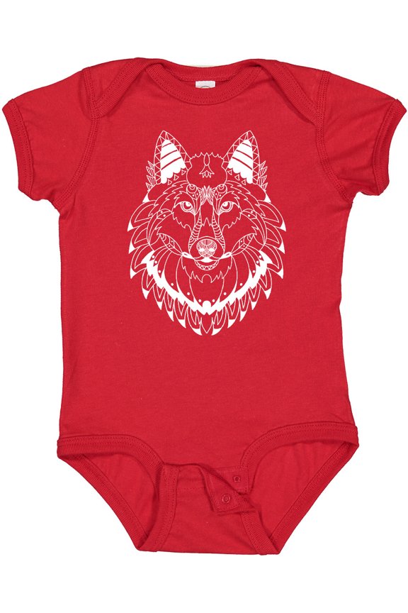 Tribal Wolf Head Boys or Girls Baby Bodysuit
