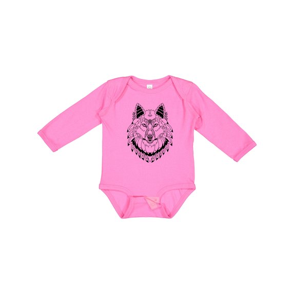 Inktastic Tribal Wolf Head Boys or Girls Long Sleeve Baby Bodysuit