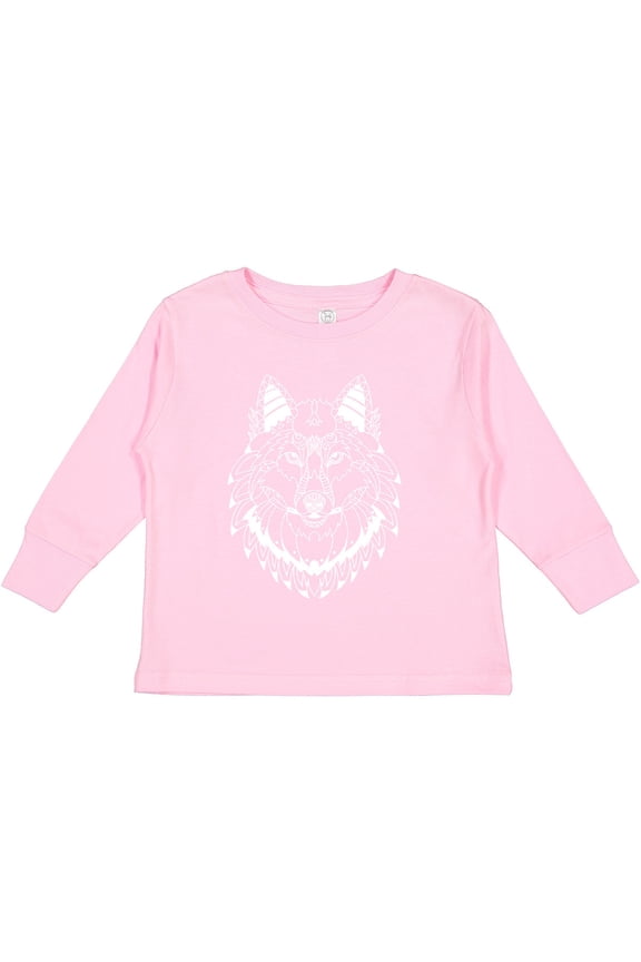 Tribal Wolf Head Boys or Girls Long Sleeve Toddler T-Shirt