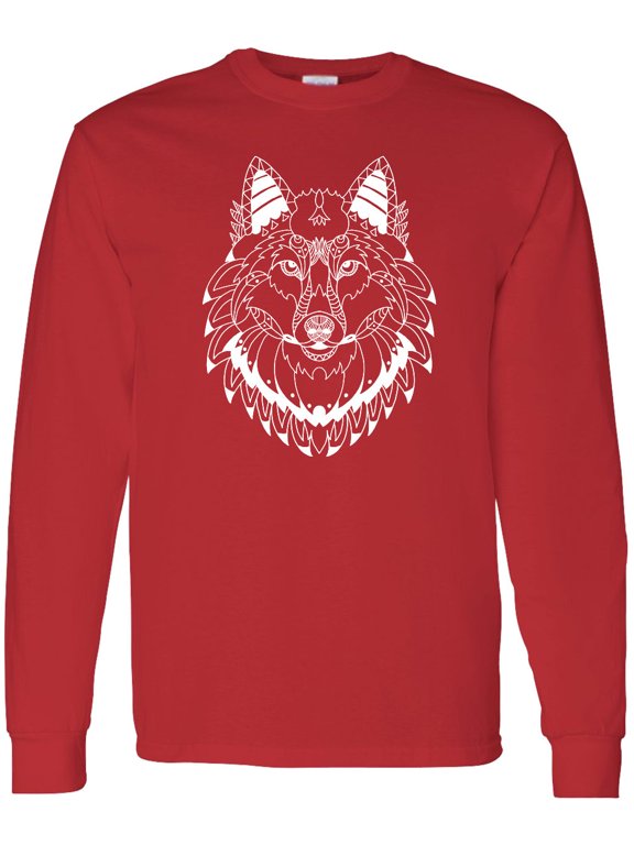 Tribal Wolf Head Long Sleeve T-Shirt