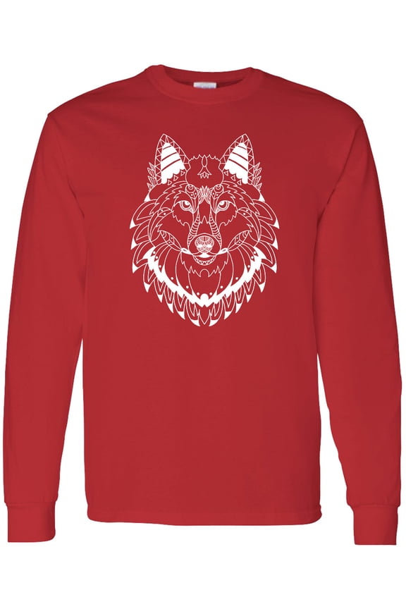 Tribal Wolf Head Long Sleeve T-Shirt