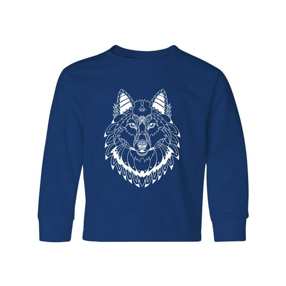 Inktastic Tribal Wolf Head Long Sleeve Youth T-Shirt