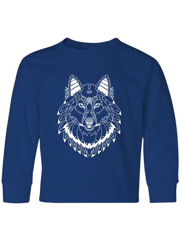 Tribal Wolf Head Long Sleeve Youth T-Shirt