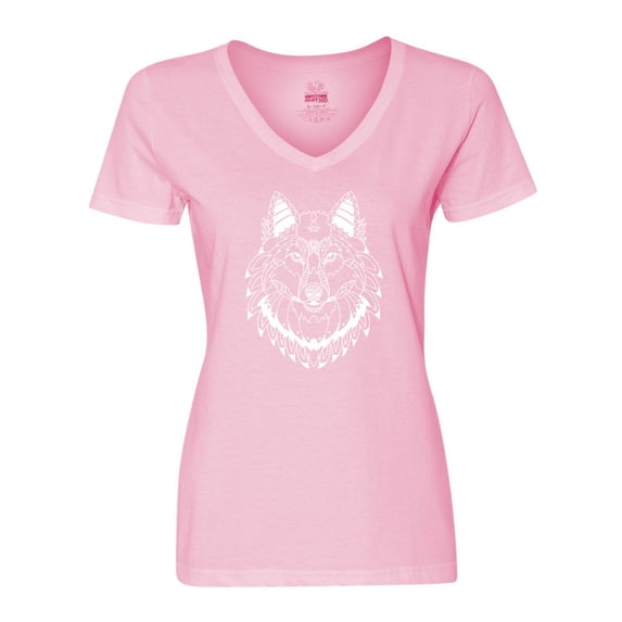Inktastic Tribal Wolf Head Women's V-Neck T-Shirt