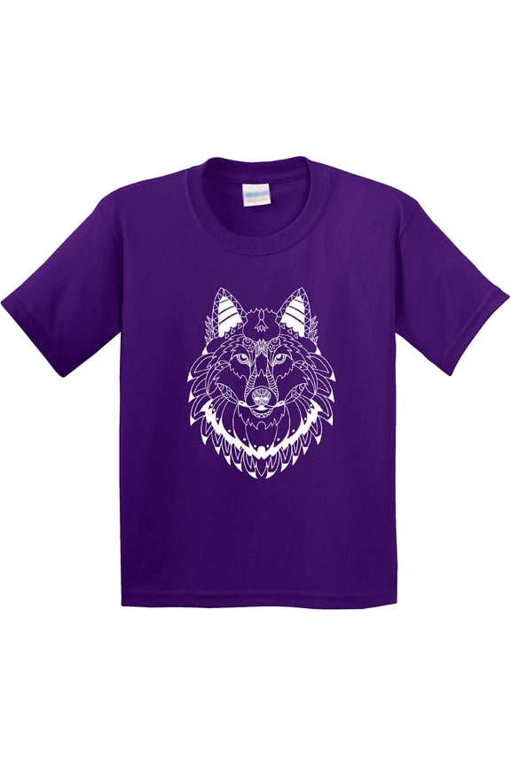Tribal Wolf Head Youth T-Shirt