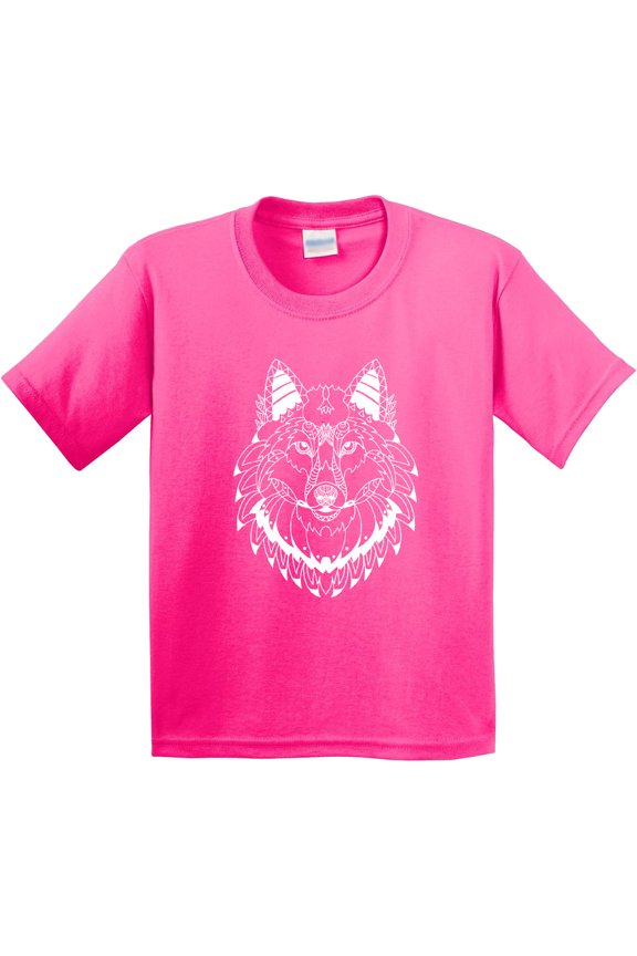 Tribal Wolf Head Youth T-Shirt