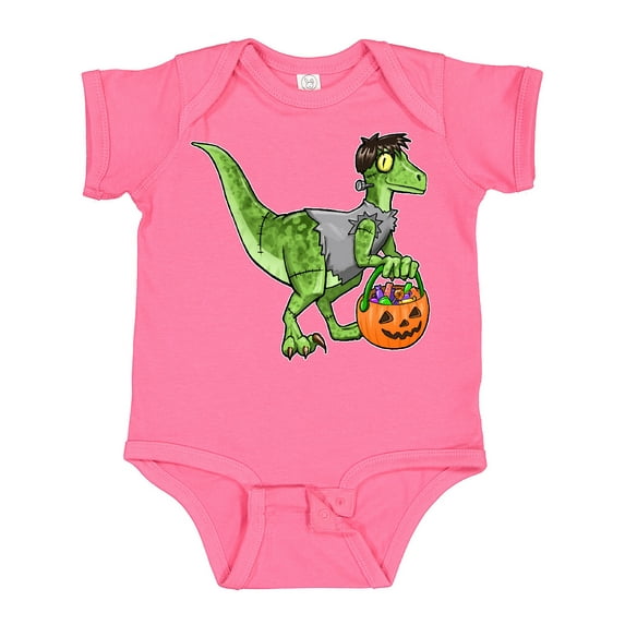 Inktastic Trick or Treat Franken-Raptor Boys or Girls Baby Bodysuit