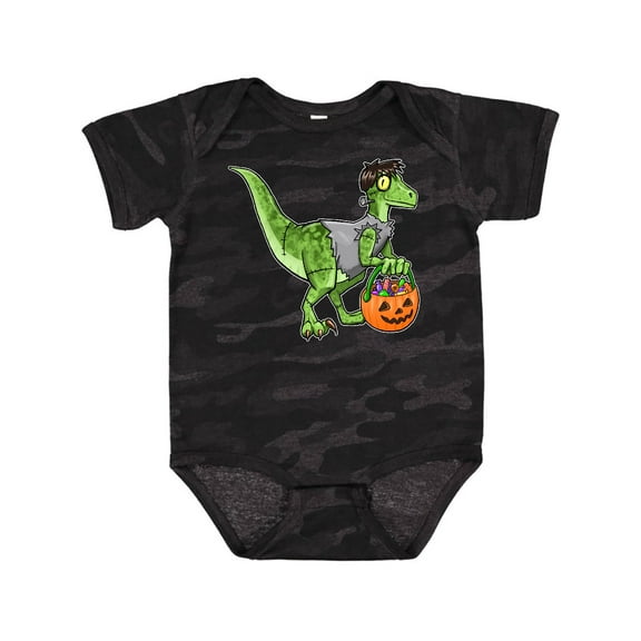 Inktastic Trick or Treat Franken-Raptor Boys or Girls Baby Bodysuit