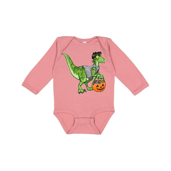 Inktastic Trick or Treat Franken-Raptor Boys or Girls Long Sleeve Baby Bodysuit
