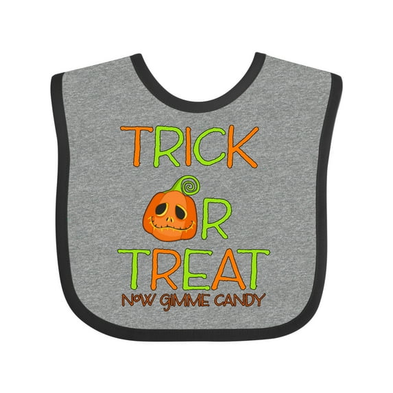 Inktastic Trick or Treat Now Gimme Candy with Halloween Pumpkin Boys or Girls Baby Bib