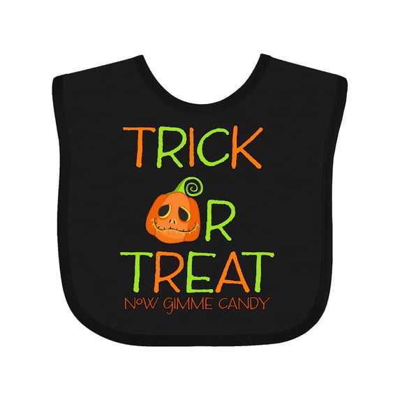 Inktastic Trick or Treat Now Gimme Candy with Halloween Pumpkin Boys or Girls Baby Bib