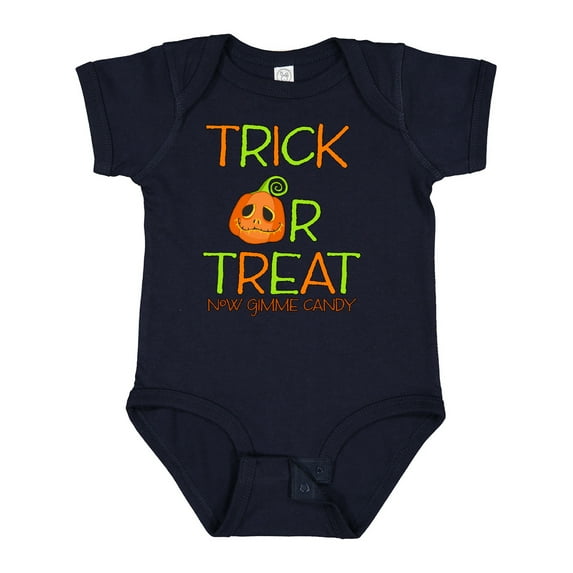 Inktastic Trick or Treat Now Gimme Candy with Halloween Pumpkin Boys or Girls Baby Bodysuit