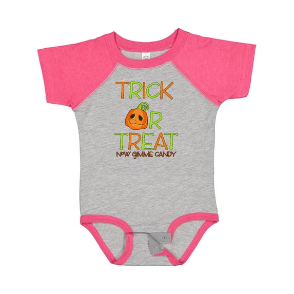 Inktastic Trick or Treat Now Gimme Candy with Halloween Pumpkin Boys or Girls Baby Bodysuit