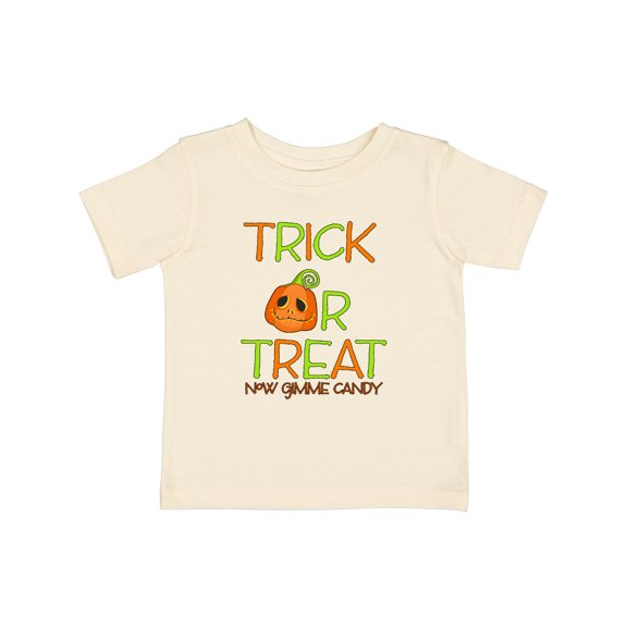 Inktastic Trick or Treat Now Gimme Candy with Halloween Pumpkin Boys or Girls Baby T-Shirt