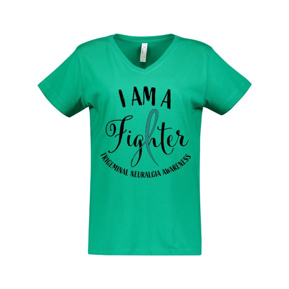 Inktastic Trigeminal Neuralgia Awareness I Am a Fighter Women's V-Neck T-Shirt