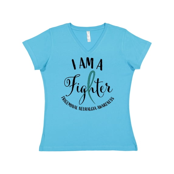 Inktastic Trigeminal Neuralgia Awareness I Am a Fighter Women's V-Neck T-Shirt