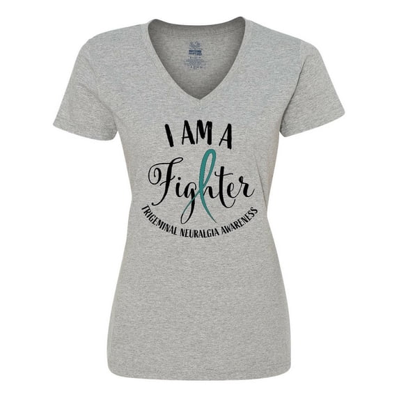 Inktastic Trigeminal Neuralgia Awareness I Am a Fighter Women's V-Neck T-Shirt