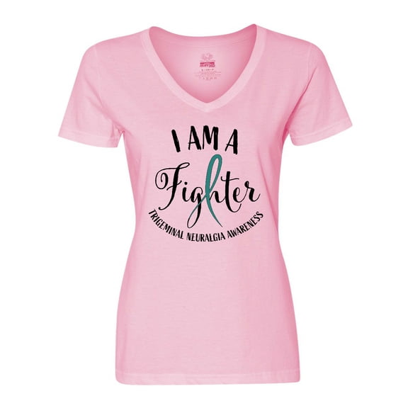 Inktastic Trigeminal Neuralgia Awareness I Am a Fighter Women's V-Neck T-Shirt