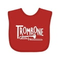 thumbnail image 1 of Inktastic Trombone  Rough  White Text Boys or Girls Baby Bib, 1 of 4