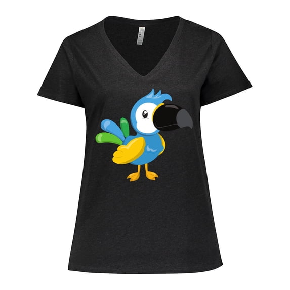 Inktastic Tropical Parrot, Colorful Parrot, Tropical Bird Women's Plus Size V-Neck T-Shirt