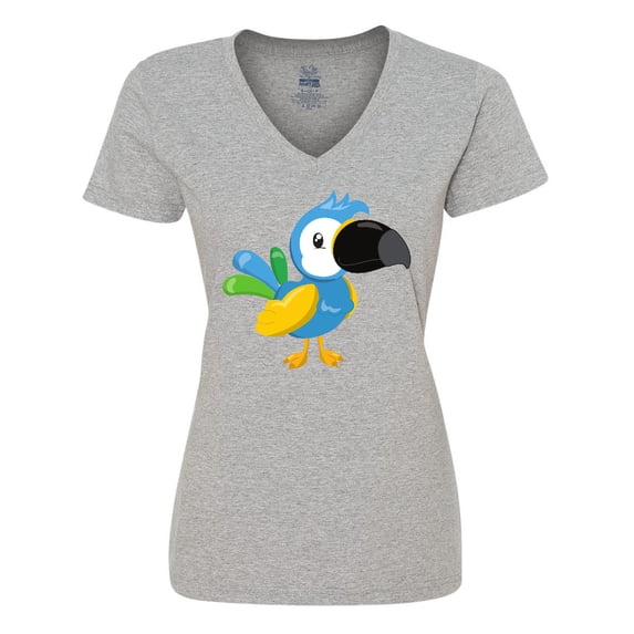 Inktastic Tropical Parrot, Colorful Parrot, Tropical Bird Women's V-Neck T-Shirt