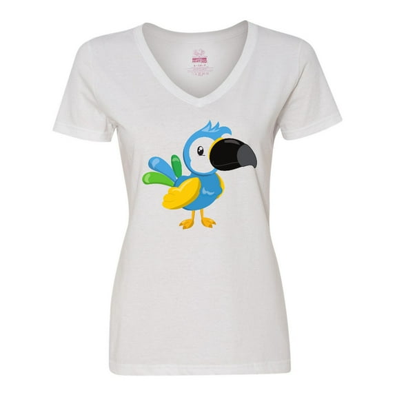 Inktastic Tropical Parrot, Colorful Parrot, Tropical Bird Women's V-Neck T-Shirt