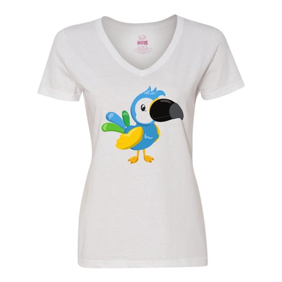 Inktastic Tropical Parrot, Colorful Parrot, Tropical Bird Women's V-Neck T-Shirt
