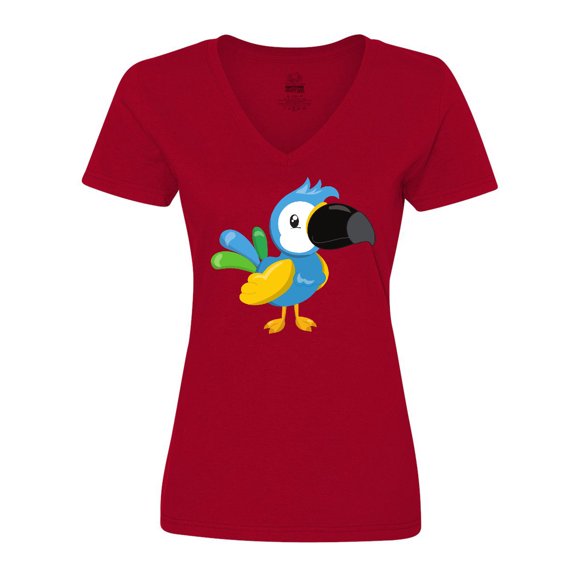 Inktastic Tropical Parrot, Colorful Parrot, Tropical Bird Women's V-Neck T-Shirt