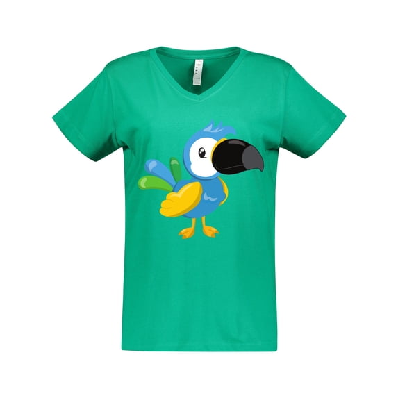 Inktastic Tropical Parrot, Colorful Parrot, Tropical Bird Women's V-Neck T-Shirt