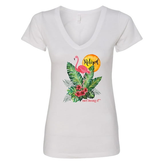 Inktastic Tropical Retirement Watercolor Women's V-Neck T-Shirt