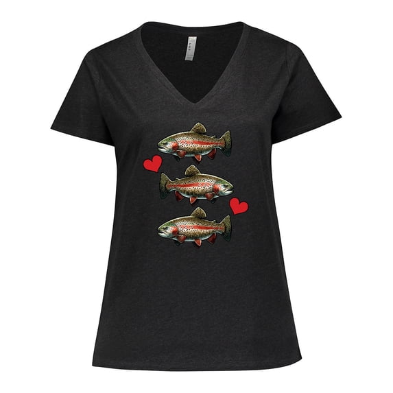 Inktastic Trout Fishing Fun Fish Lover Women's Plus Size V-Neck T-Shirt