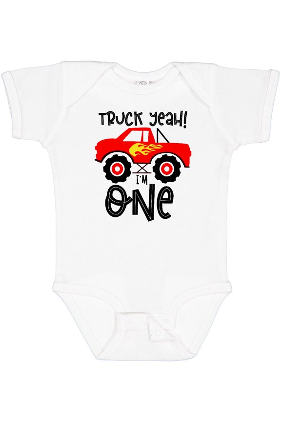 Truck Year I'm One Boys or Girls Baby Bodysuit