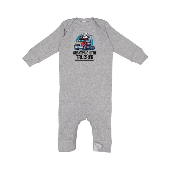 Inktastic Trucking Grandpa Little Trucker Baby Romper Coveralls