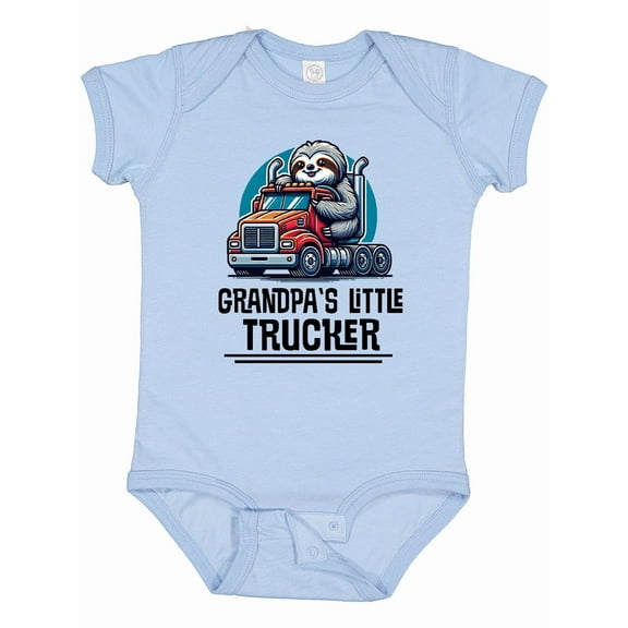 Inktastic Trucking Grandpa Little Trucker Boys Baby Bodysuit