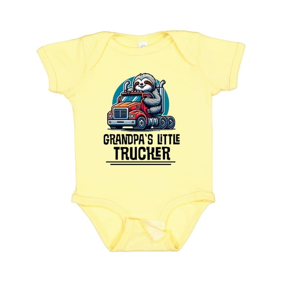 Inktastic Trucking Grandpa Little Trucker Boys Baby Bodysuit