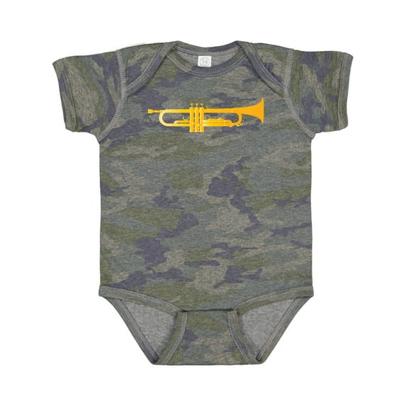 Inktastic Trumpet Gold Brass Music Instrument Boys or Girls Baby Bodysuit