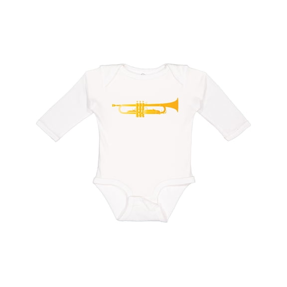 Inktastic Trumpet Gold Brass Music Instrument Boys or Girls Long Sleeve Baby Bodysuit