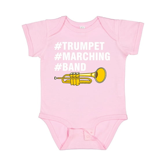 Inktastic #trumpet #marching #band Hashtag White Text Boys or Girls Baby Bodysuit